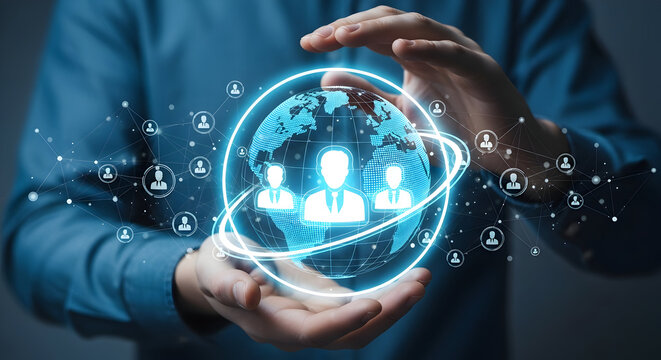 Global network connection teamwork worldwide collaboration business people international communication digital technology social media connection global network