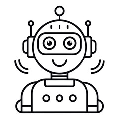 Friendly cartoon robot icon with antennas and happy face