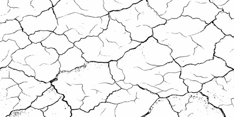 Black and white texture of cracked and abstract grunge texture effect old concrete faded wall dry surface patterns background.
