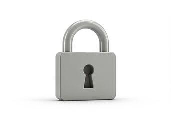 Naklejka premium Shiny silver padlock on clean white background depicts security concept