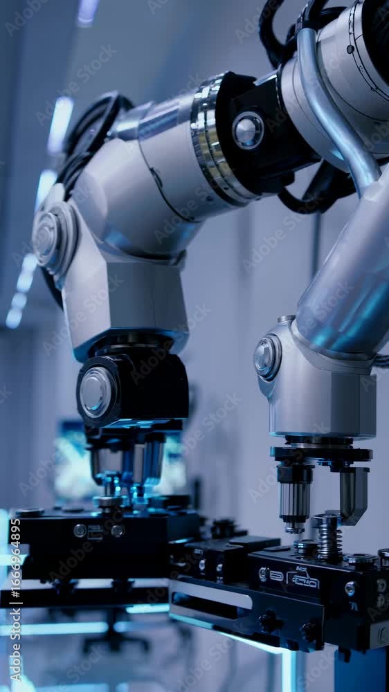 Poster futuristic lab with high-tech screens and circuitry graphics. low-angle shot captures the immersive,