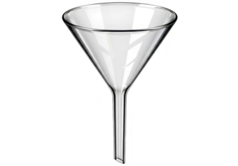 Glass laboratory funnel isolated on transparent background