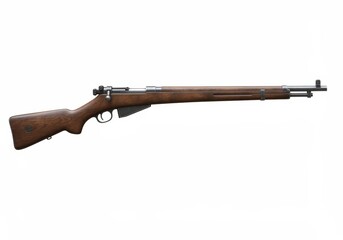 Detailed view of a classic bolt-action rifle isolated on a clean background