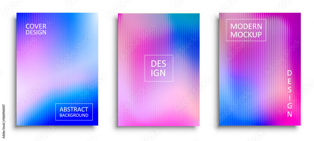 Poster abstract pattern background mockup design set. abstract modern gradient art blue pink poster templat