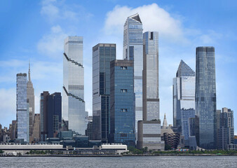 Manhattan, midtown skyline viewed from the west, with modern skyscrapers of the Hudson Yards development