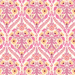 Yellow Flower And Pink Leaves Pattern