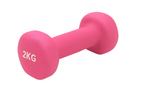 Pink 2 kg dumbbell isolated on transparent background for fitness training - Powered by Adobe