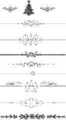 Obraz premium Hand drawn christmas tree and decorative border collection for holiday design projects