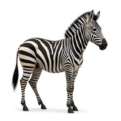 Plains Zebra Standing Isolated on White Background