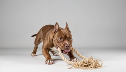 dog playing tug-of-war with rope
, Copy space,  background