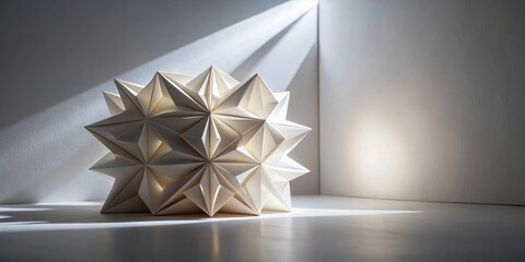 Illuminated Modular Paper Sculpture in a Minimalist Setting
