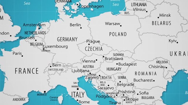 Czech Republic on the World Map with Animated National Flag