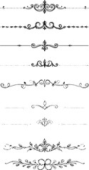 Set of hand drawn decorative gothic scrolls and borders for design