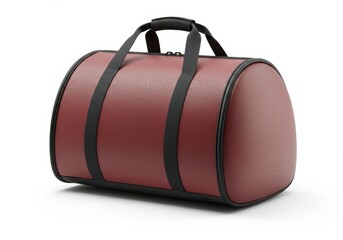 Fashionable maroon duffel bag isolated on a clean white background