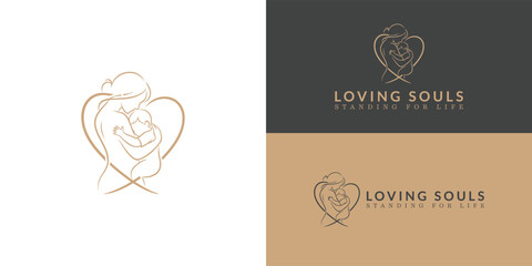 A powerful, simple logo for a pro-life organization. The elegant, single-line drawing of a mother embracing her child within a heart symbolizes a mother’s love and the sanctity of life.