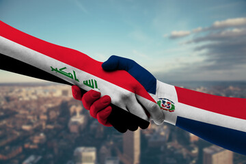 Shaking hands Iraq and Dominican Republic