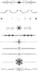 Decorative hand drawn new year fireworks and festive borders for creative design projects