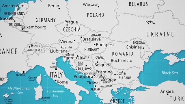 Hungary on the World Map with Animated National Flag