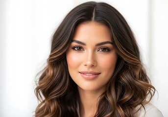 Naklejka premium Beautiful woman with wavy hair