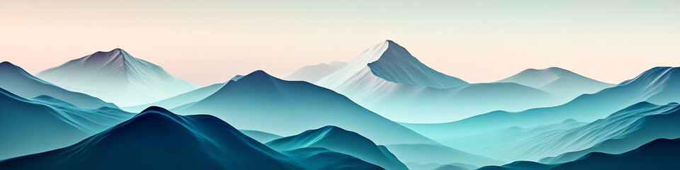 Minimalist icy mountain range with soft cyan and teal gradients