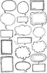 Obraz premium Set of hand-drawn decorative round and rectangular speech bubbles for creative design