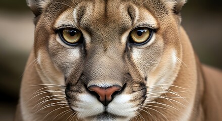 Obraz premium Intense Gaze of a Majestic Mountain Lion with Golden Eyes and Striking Features