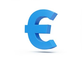 Fototapeta premium Vibrant Blue Euro Symbol on Clean White Backdrop for Financial Concepts