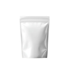 Blank white stand up pouch with zipper closure isolated on transparent background