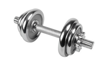 Fototapeta premium Adjustable chrome dumbbell isolated on transparent background for fitness concept