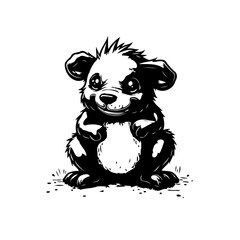 Whimsical animal artwork a delightful monochrome illustration of a charming creature seated