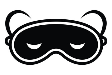Sleep Mask Icon with Straps and Closed Eyes Black and White Simple Design