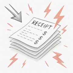Receipt paper with electricity cost concept