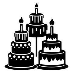Birthday cakes vector clean black silhouette design white background