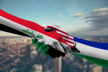 Shaking hands Iraq and Liberia