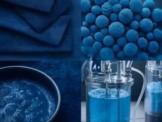 Blueberries with Blue Textile and Skincare Bottles