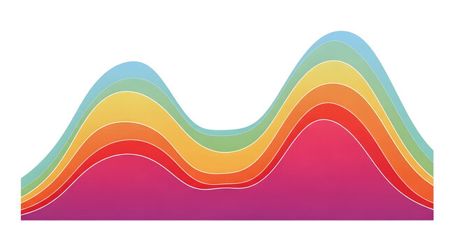 Area Chart:Close-up of an area chart with multiple layers filled with smooth gradients, on a pure white background. HD, high quality, photorealistic.