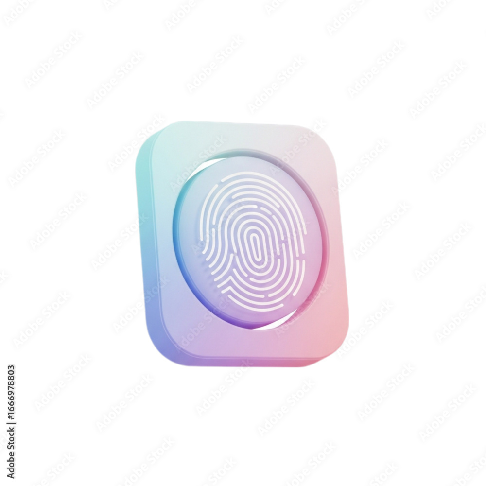 Poster 3d rendered fingerprint scanner icon with pastel gradient isolated on transparent background
