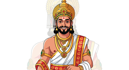 Illustration of a regal figure adorned in traditional Indian attire