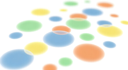 Bubble Chart: Close-up of a bubble chart with circles of varying sizes and translucent colors floating on a pure white background. HD, high quality, photorealistic.
