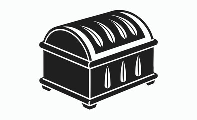 Bread box silhouette, Black and White Bread Box Kitchen Storage Container Silhouette, food keeper vector