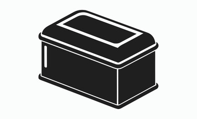 Bread box silhouette, Black and White Bread Box Kitchen Storage Container Silhouette, food keeper vector