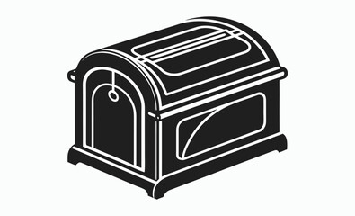 Bread box silhouette, Black and White Bread Box Kitchen Storage Container Silhouette, food keeper vector