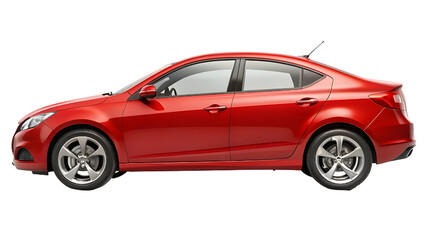 Red Car Side View Isolated on Pure White Background &ndash; High-Quality PNG Clipart