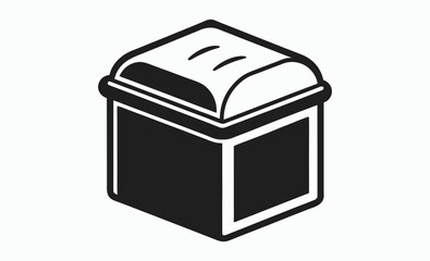 Bread box silhouette, Black and White Bread Box Kitchen Storage Container Silhouette, food keeper vector