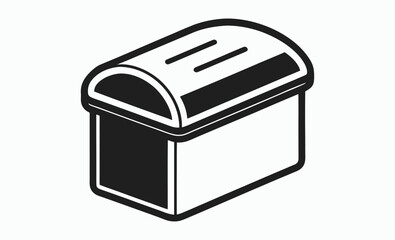 Bread box silhouette, Black and White Bread Box Kitchen Storage Container Silhouette, food keeper vector