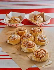 cinnamon rolls topped with lemon icing