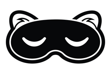 Black Sleep Mask Shaped Like a Cat with Lashes Closed in Peace