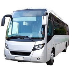 Modern Passenger Microbus Angled Front View with Tinted Windows, Transparent Background