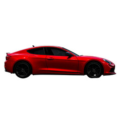Fototapeta premium Red Sports Car Side Profile with Glossy Finish, Transparent Background