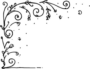Elegant hand-drawn doodle corner with ionic volute and curl design for artistic projects